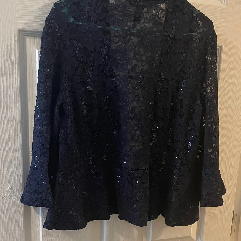 R&M Richards Size 14  Navy Lace Jacket - Picture 5 of 7